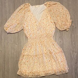 Altar'd State Floral Mini Dress - Cream and Orange